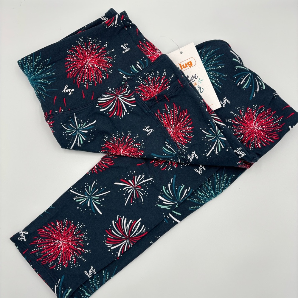 Lug capri leggings small fireworks navy